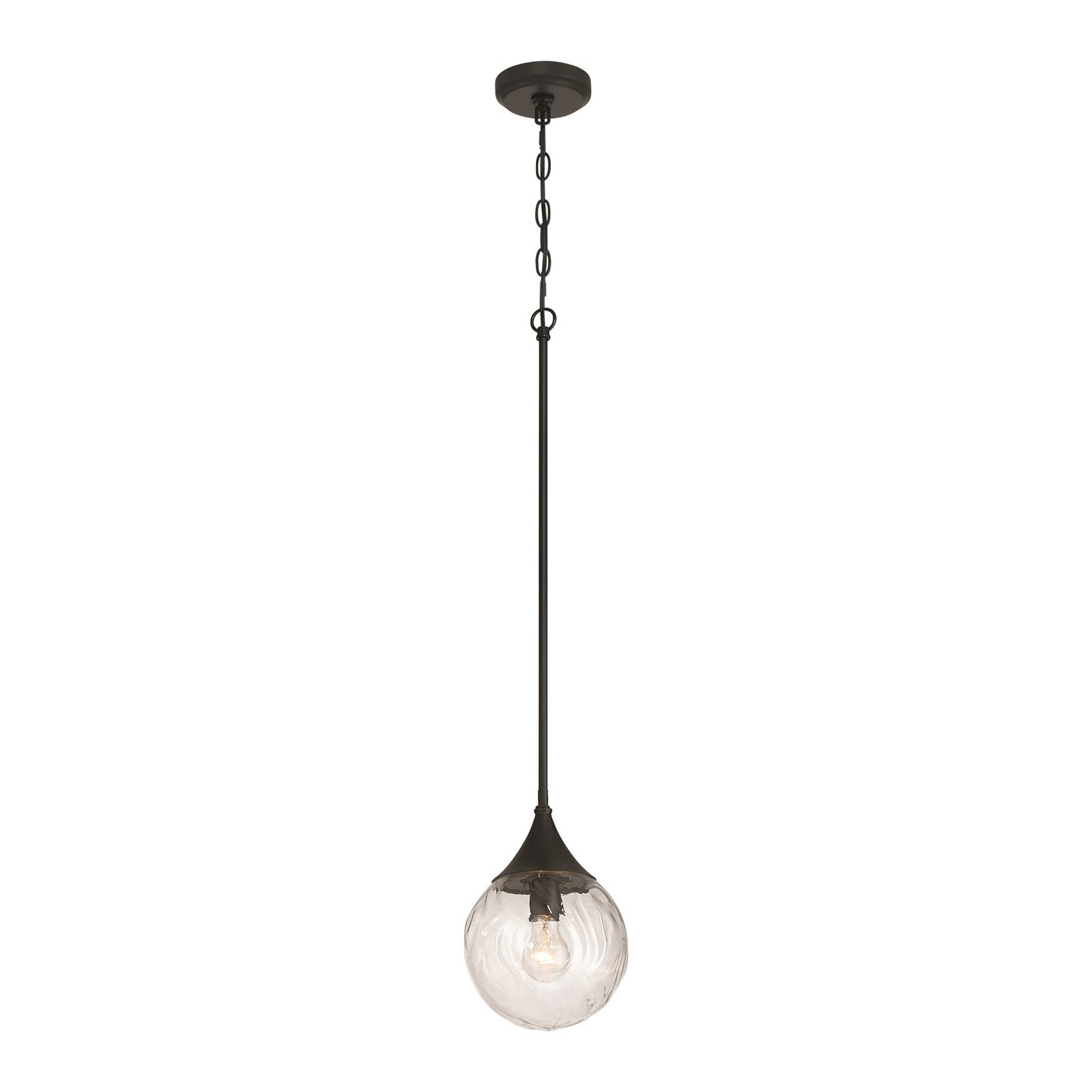 Craftmade Reflection 1 Light Mini Pendant, Flat Black/Clear Textured