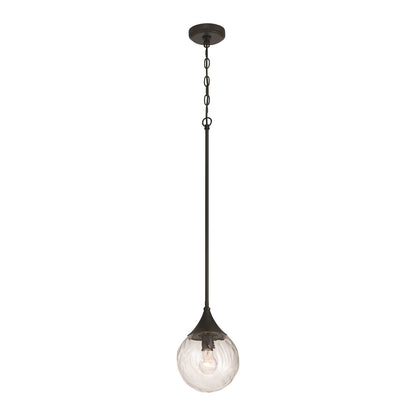 Craftmade Reflection 1 Light Mini Pendant, Flat Black/Clear Textured