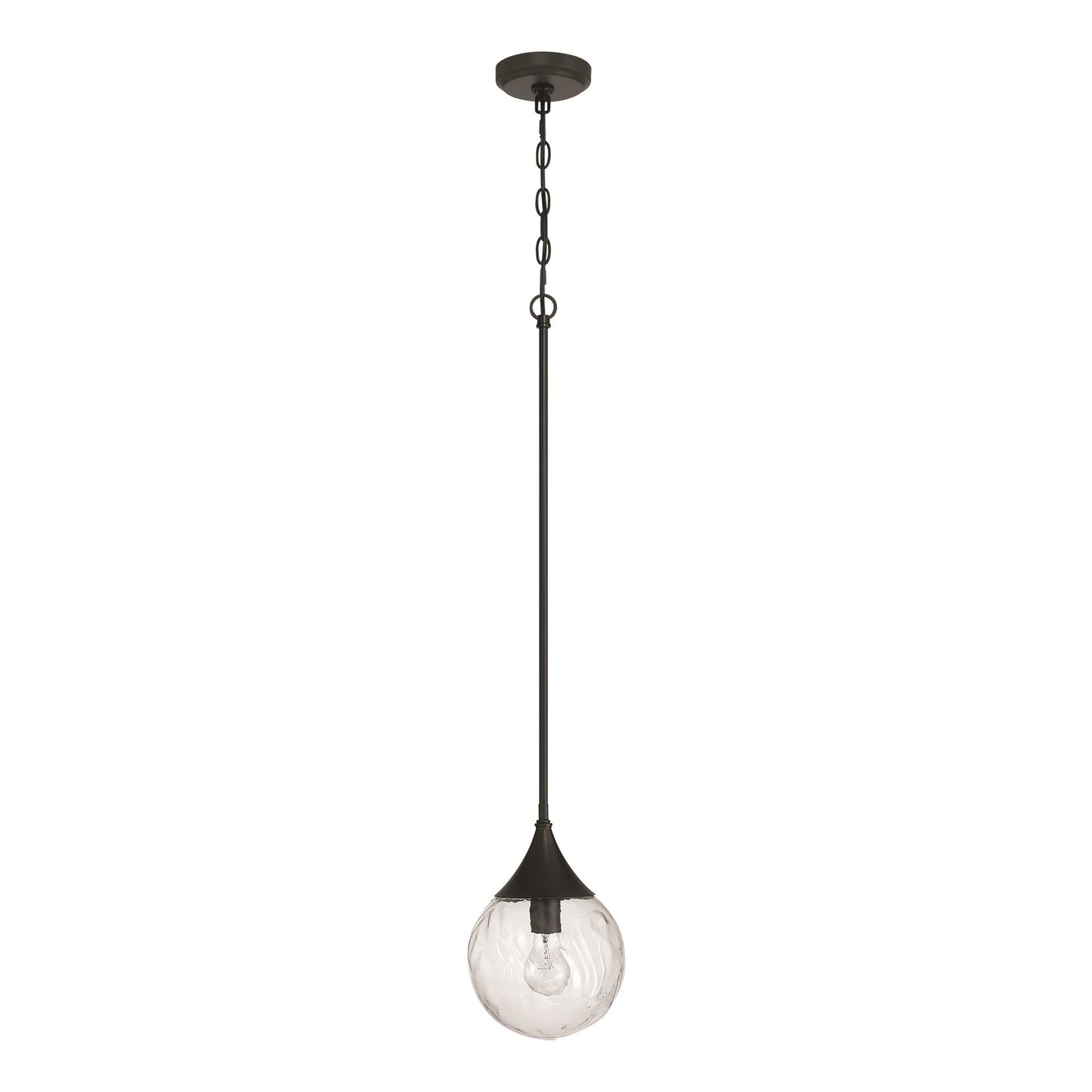 Craftmade Reflection 1 Light Mini Pendant, Flat Black/Clear Textured