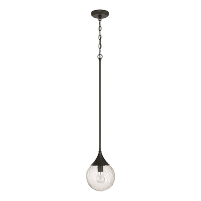 Craftmade Reflection 1 Light Mini Pendant, Flat Black/Clear Textured