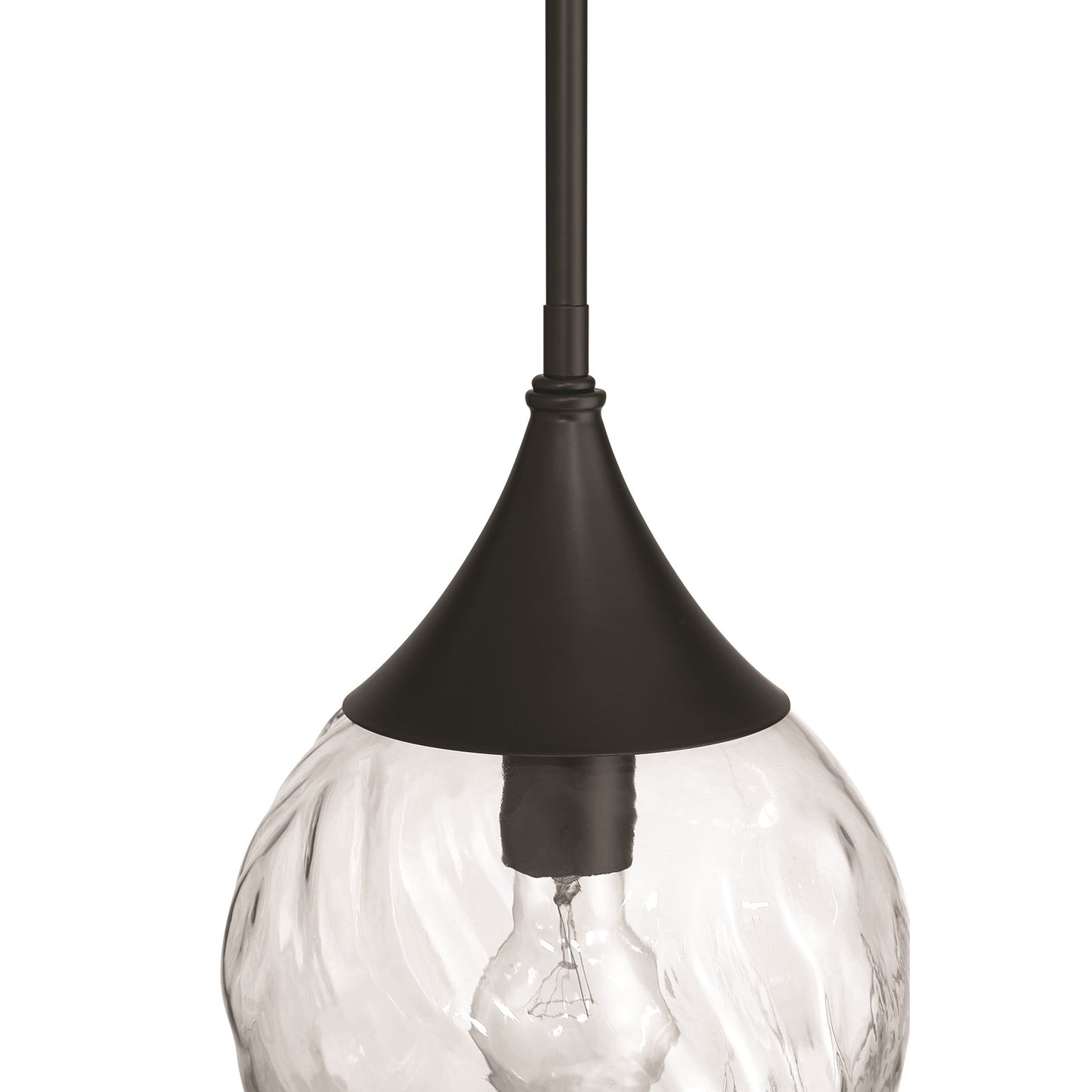 Craftmade Reflection 1 Light Mini Pendant, Flat Black/Clear Textured