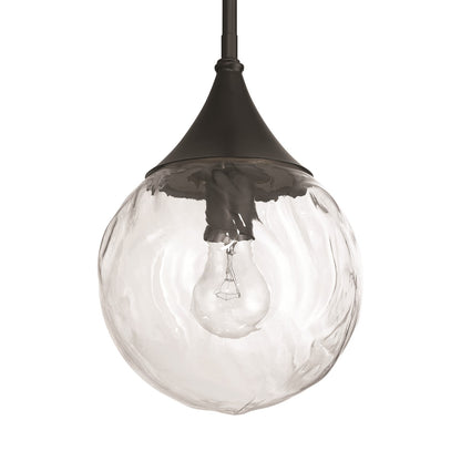 Craftmade Reflection 1 Light Mini Pendant, Flat Black/Clear Textured