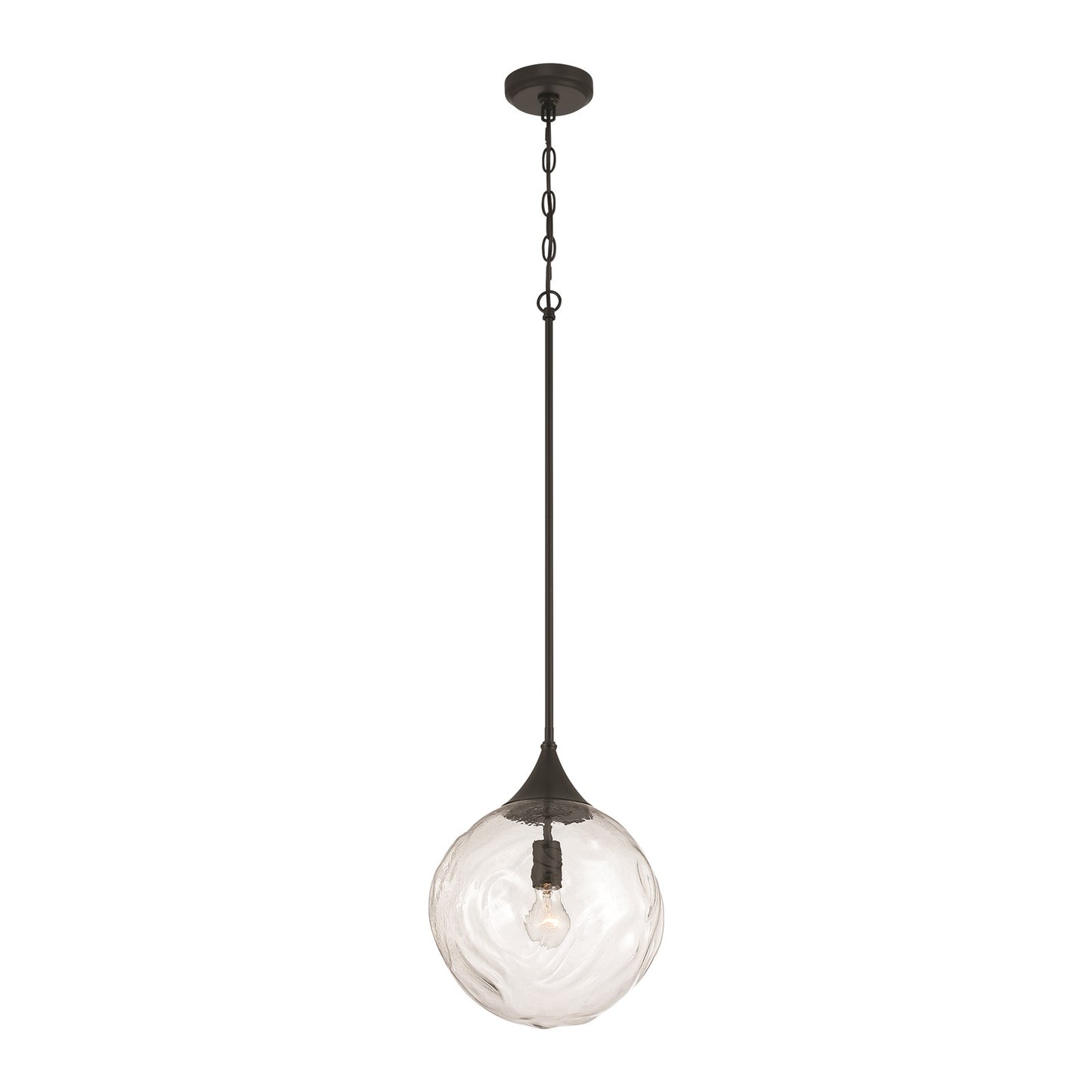Craftmade Reflection 1 Light Pendant, Flat Black/Clear Textured