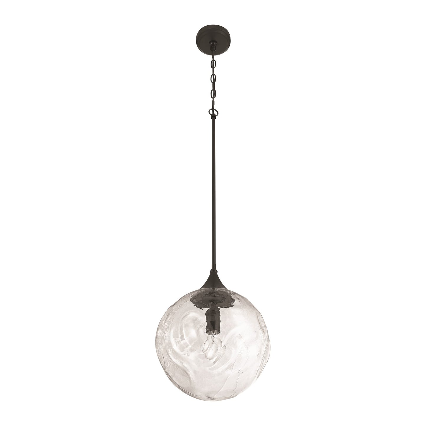 Craftmade Reflection 1 Light Pendant, Flat Black/Clear Textured