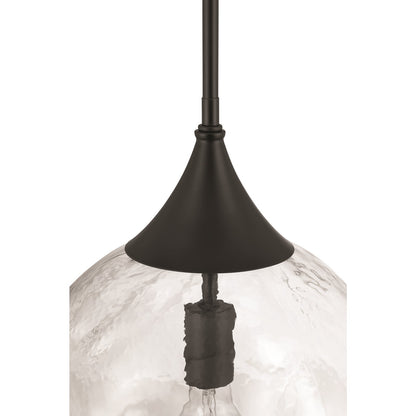 Craftmade Reflection 1 Light Pendant, Flat Black/Clear Textured