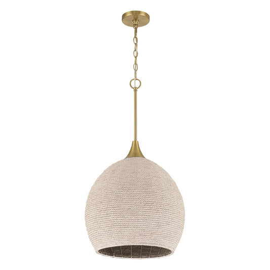 Craftmade Keira 1 Light Pendant, Satin Brass/White - 61391W-SB