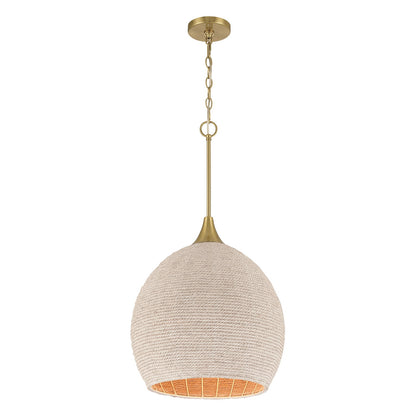 Craftmade Keira 1 Light Pendant, Satin Brass/White