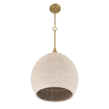 Craftmade Keira 1 Light Pendant, Satin Brass/White