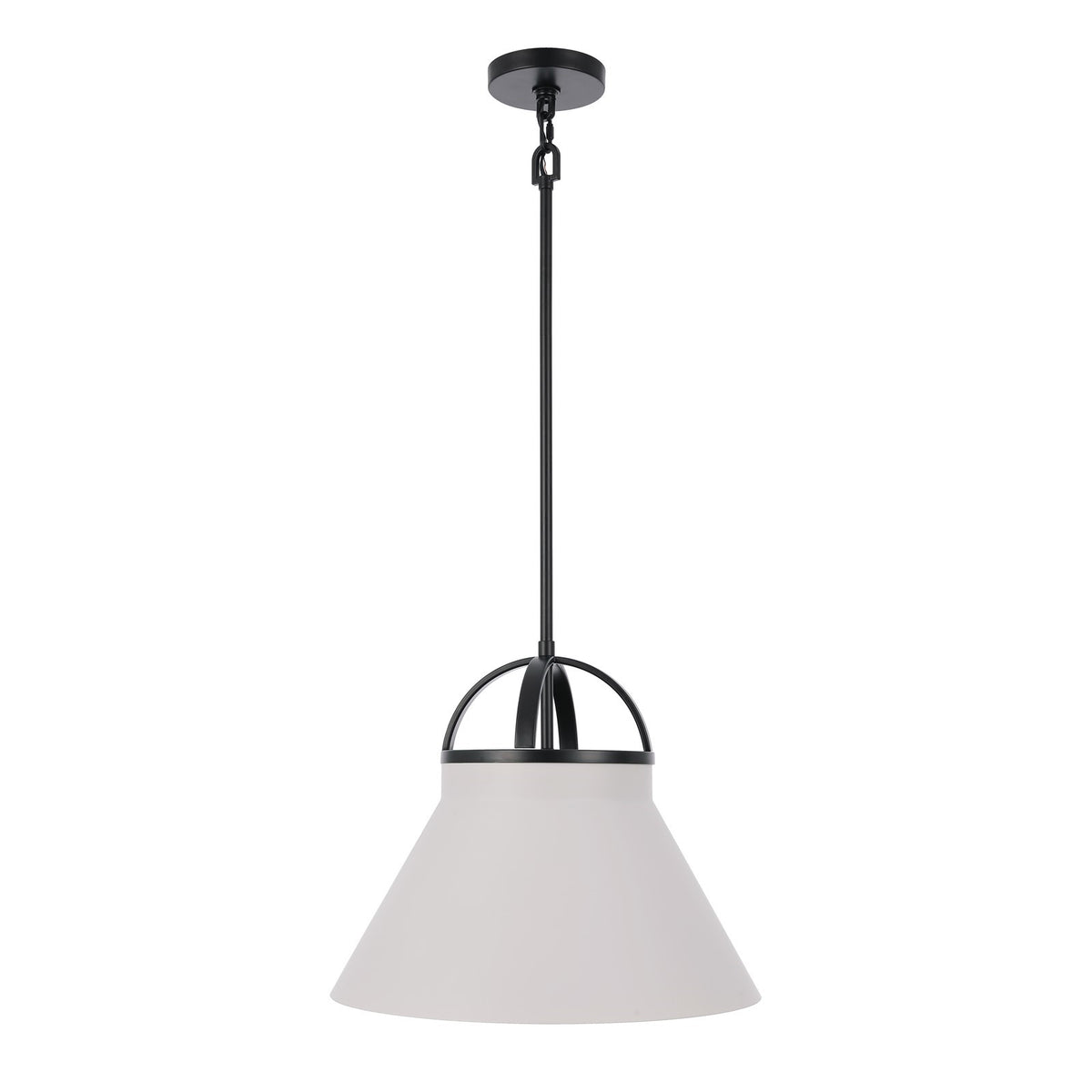 Craftmade Maggio 16in 1-Light Pendant | Industrial Flat Black and Glass | Kitchen Island & Dining Room | 16 x 13 in | Model 61592-FB