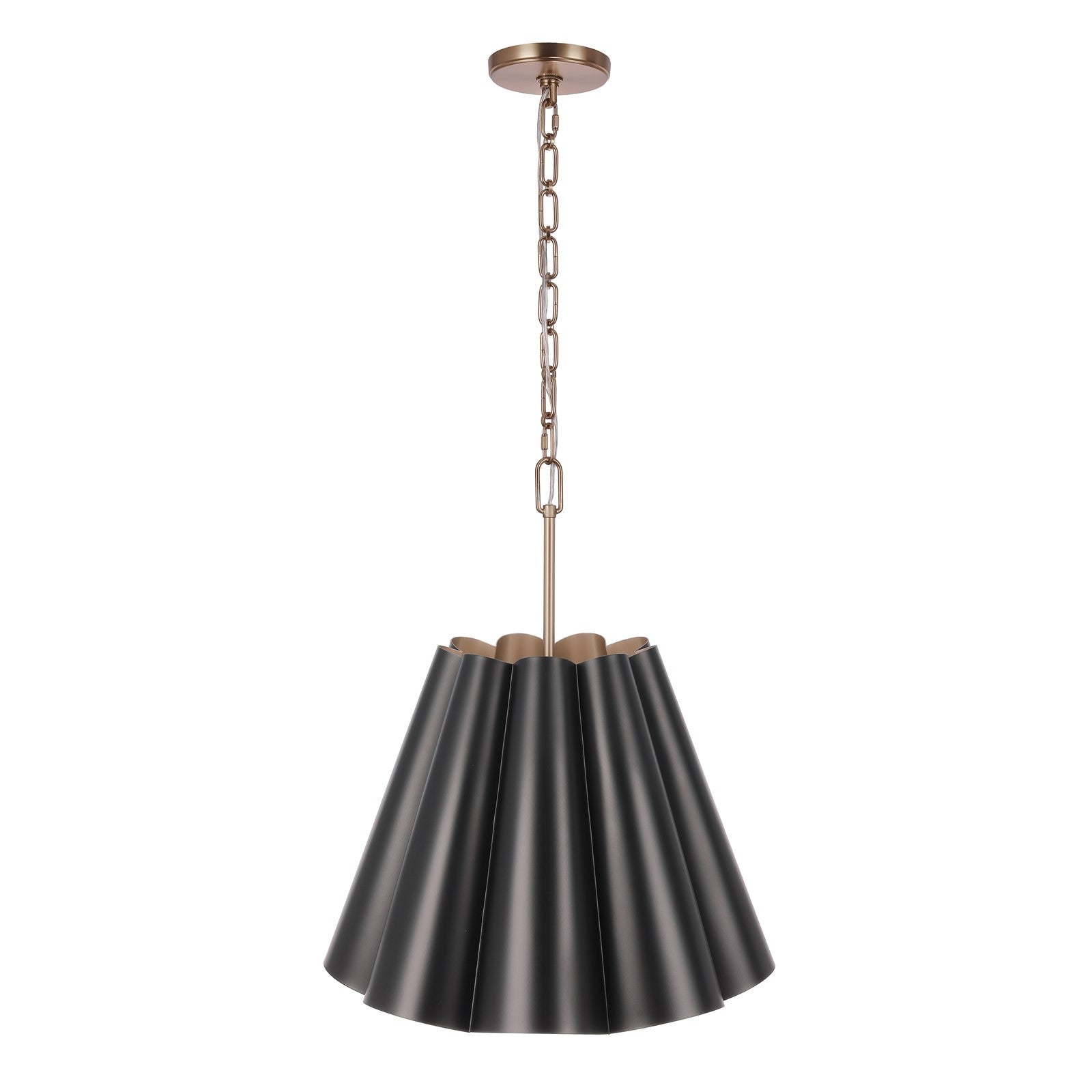 Craftmade Poppie 3 Lt 18" Pendant, Flat Black/Satin Brass