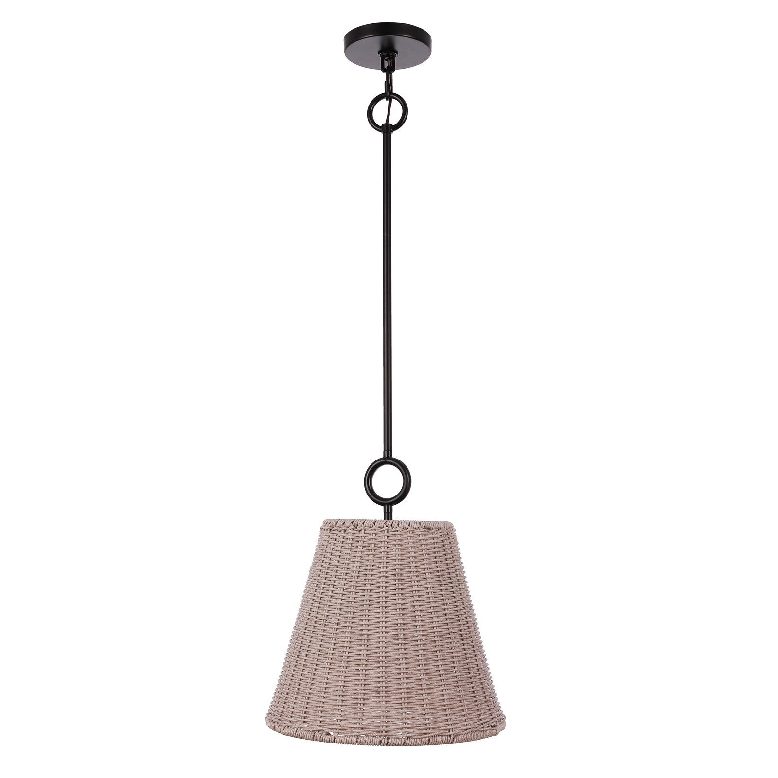 Craftmade Kirsten 1 Lt 12" Pendant, Black (Wht Rattan), Black