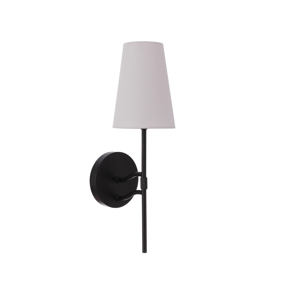 Craftmade Astor 1-Light Wall Sconce | Modern Flat Black Steel and White Linen | Bedroom & Hallway Accent Light | 5 x 6.5 x 16.5 in | Model 61961-FB
