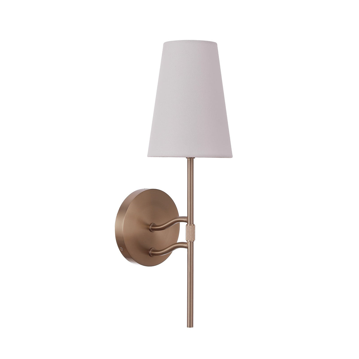 Craftmade Astor 1-Light Wall Sconce | Modern Satin Brass Steel and White Linen | Bedroom & Hallway Accent Light | 5 x 6.5 x 16.5 in | Model 61961-SB