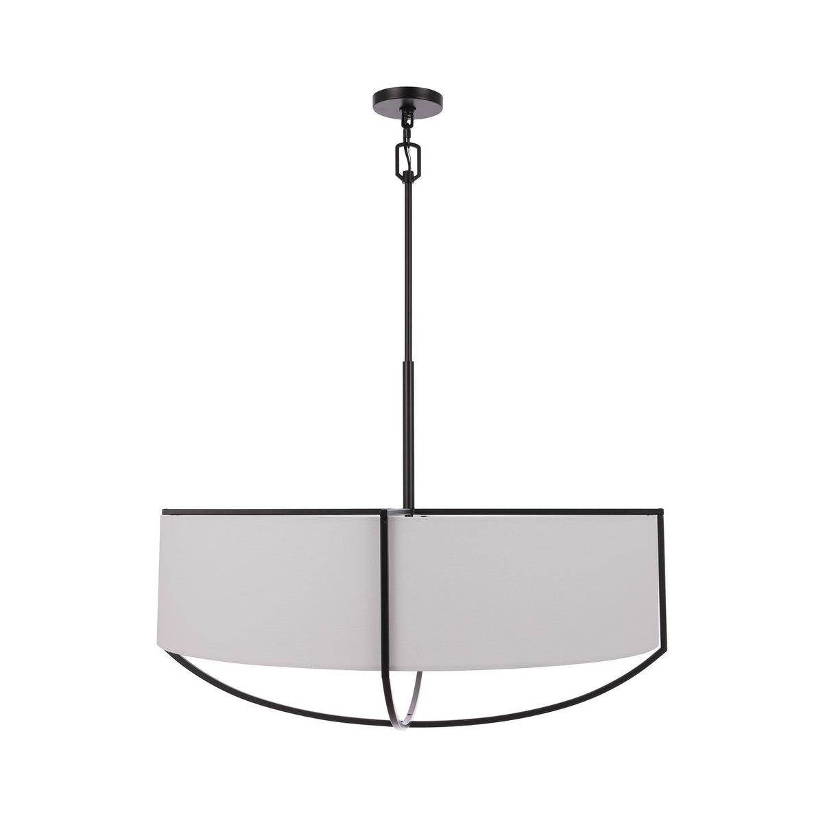 Craftmade Banks 32.5in 8-Light Pendant | Modern Flat Black Steel and White Linen | Kitchen Island & Dining Room | 32.5 x 23.5 in | Model 62098-FB