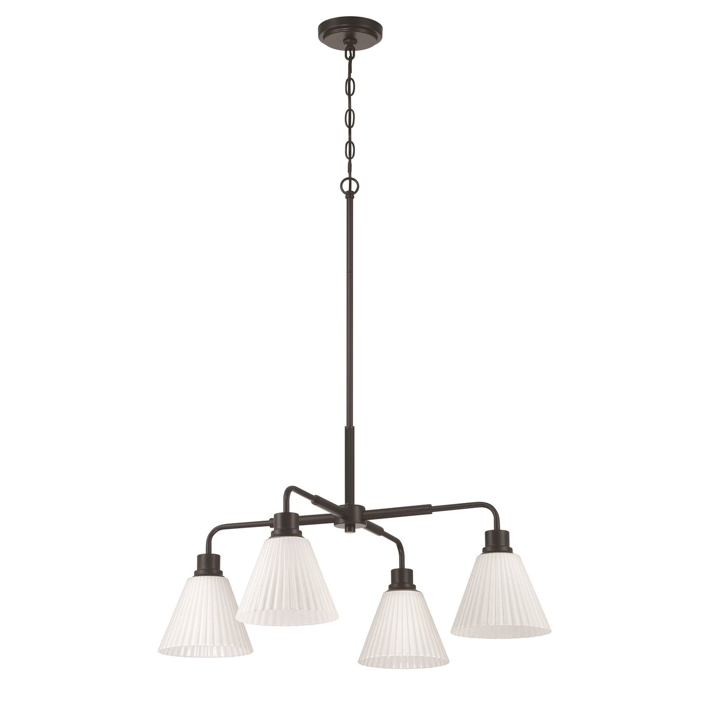 Craftmade Pleated II 4Lt Chandelier, Black (Cased White Glass), Black