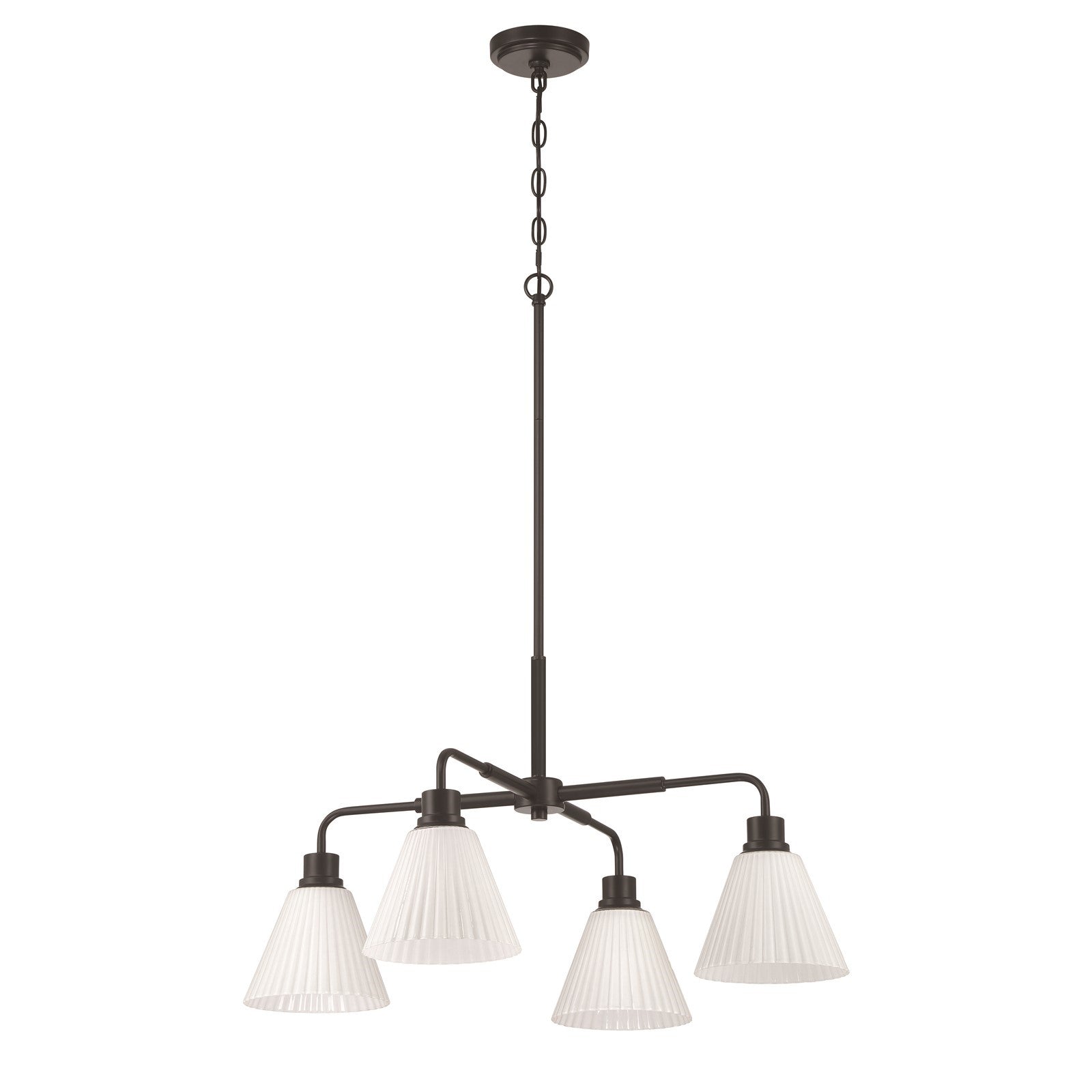 Craftmade Pleated II 4Lt Chandelier, Black (Cased White Glass), Black