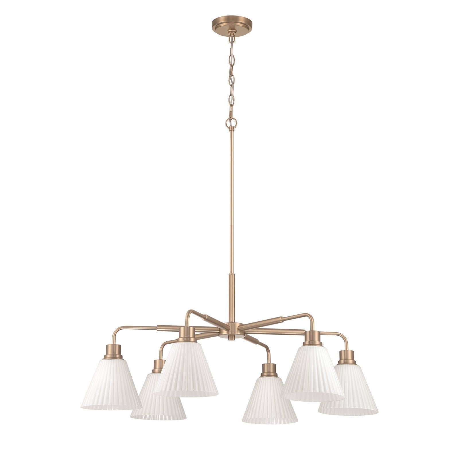 Craftmade Pleated II 6Lt Chandelier, Brz/Cased White Glass, Bronze