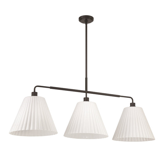 Craftmade Pleated II 3 Lt Island, Flat Black (Cased White, Flat Black