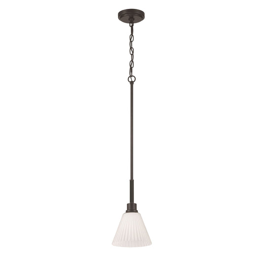 Craftmade Pleated II 1Lt Mini Pendant, Black (Cased White, Black