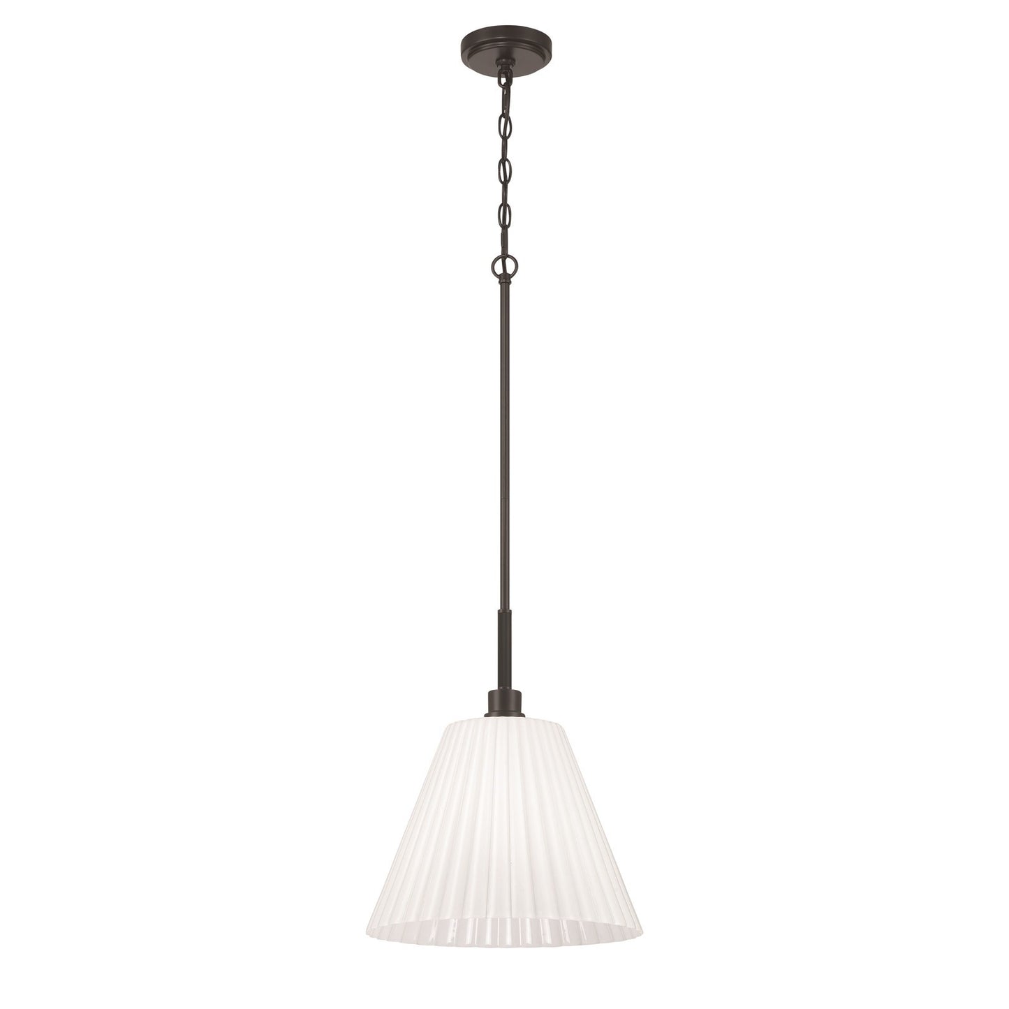 Craftmade Pleated II 1Lt 17.5" Pendant, Black/Cased White, Black