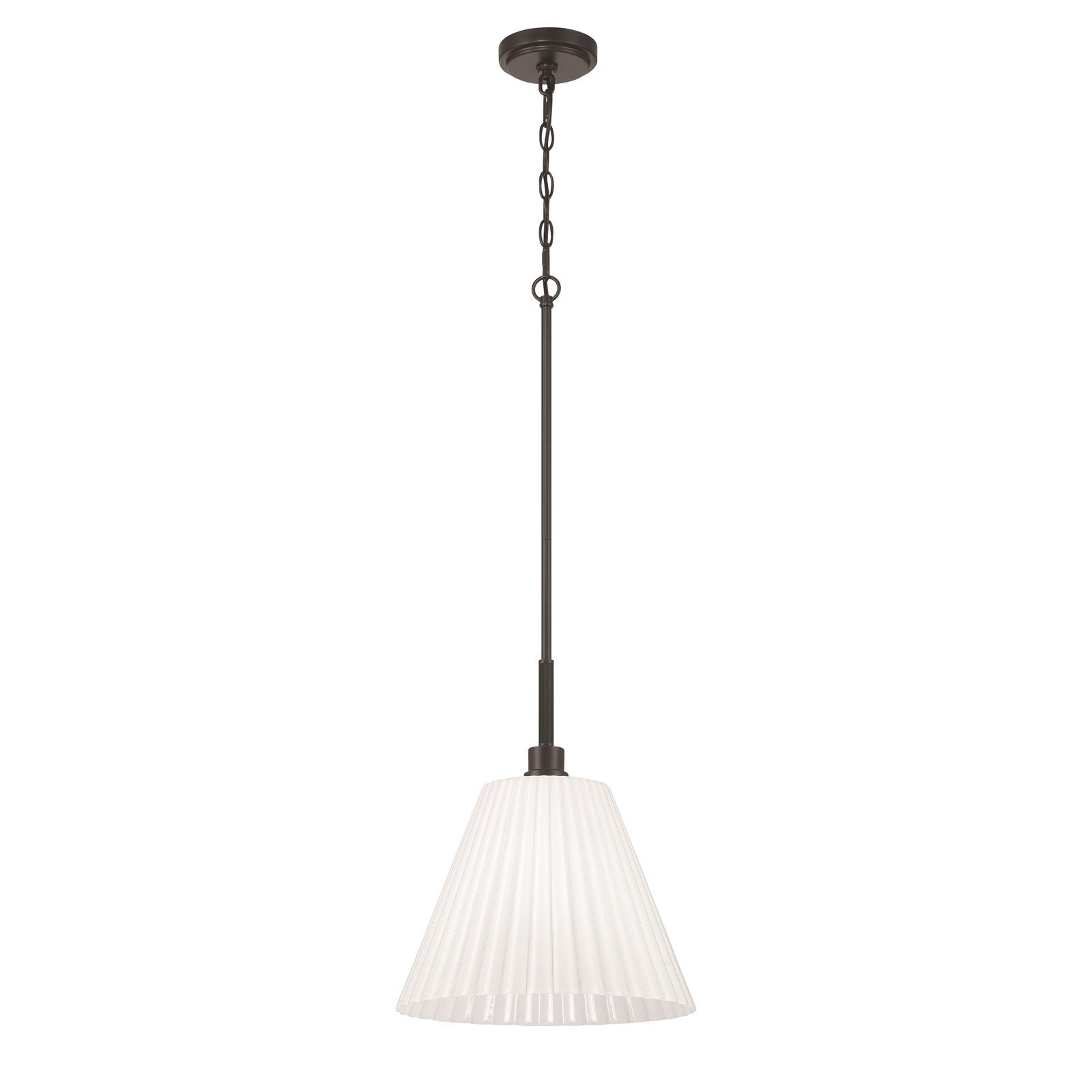 Craftmade Pleated II 1Lt 17.5" Pendant, Black/Cased White, Black