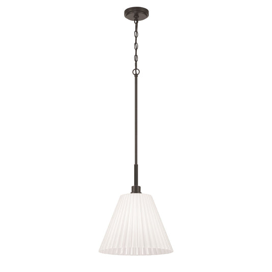 Craftmade Pleated II 1Lt 17.5" Pendant, Black/Cased White, Black