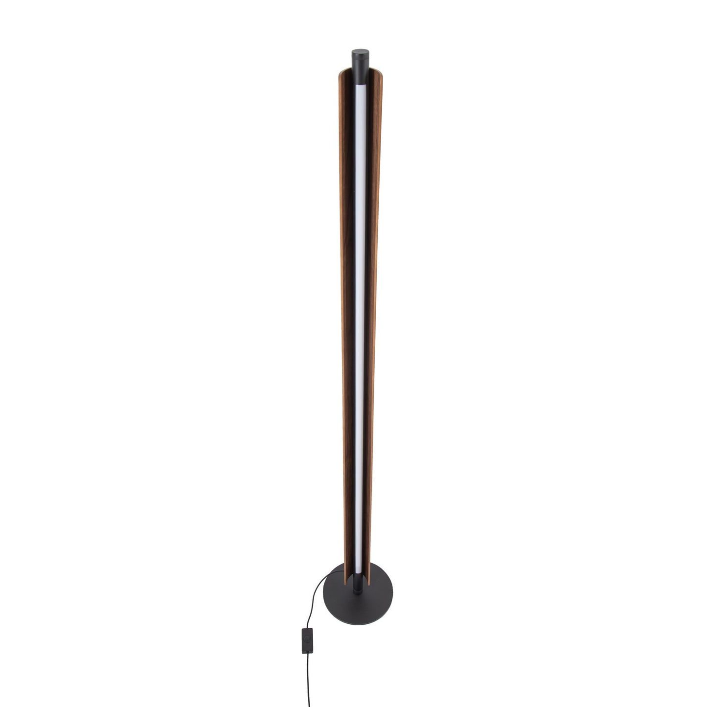 Craftmade Cameron 1 Light Floor Lamp, Flat Black/Walnut