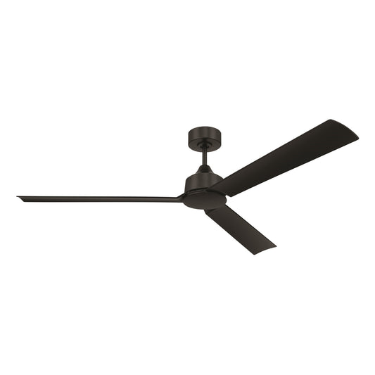 Craftmade Charming 62" 3-Blade Ceiling Fan, Black/Blades;Lt, Black