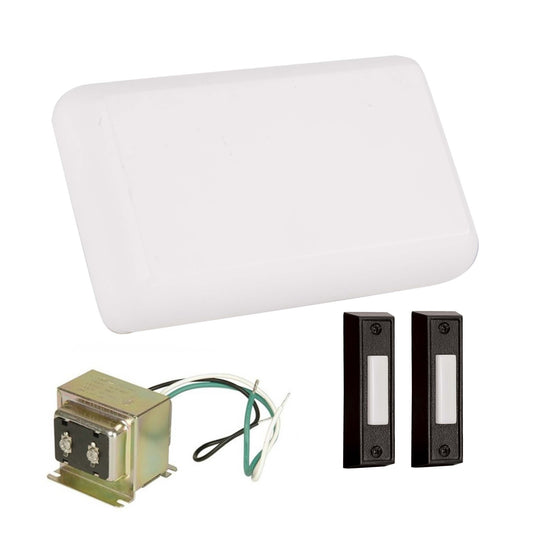 Craftmade Builder Chime Kit, 2 Illuminated Black Buttons/T1630, White