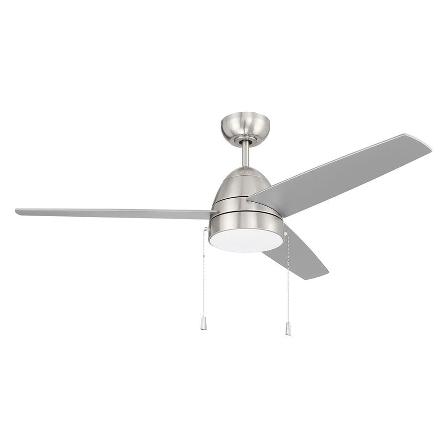 Craftmade Cozy 52" 3-Blade Ceiling Fan/Pull Chain, Nickel/Light Kit - CZY52BNK3