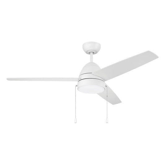 Craftmade Cozy 52" 3-Blade Ceiling Fan/Pull Chain, White/Light Kit - CZY52W3