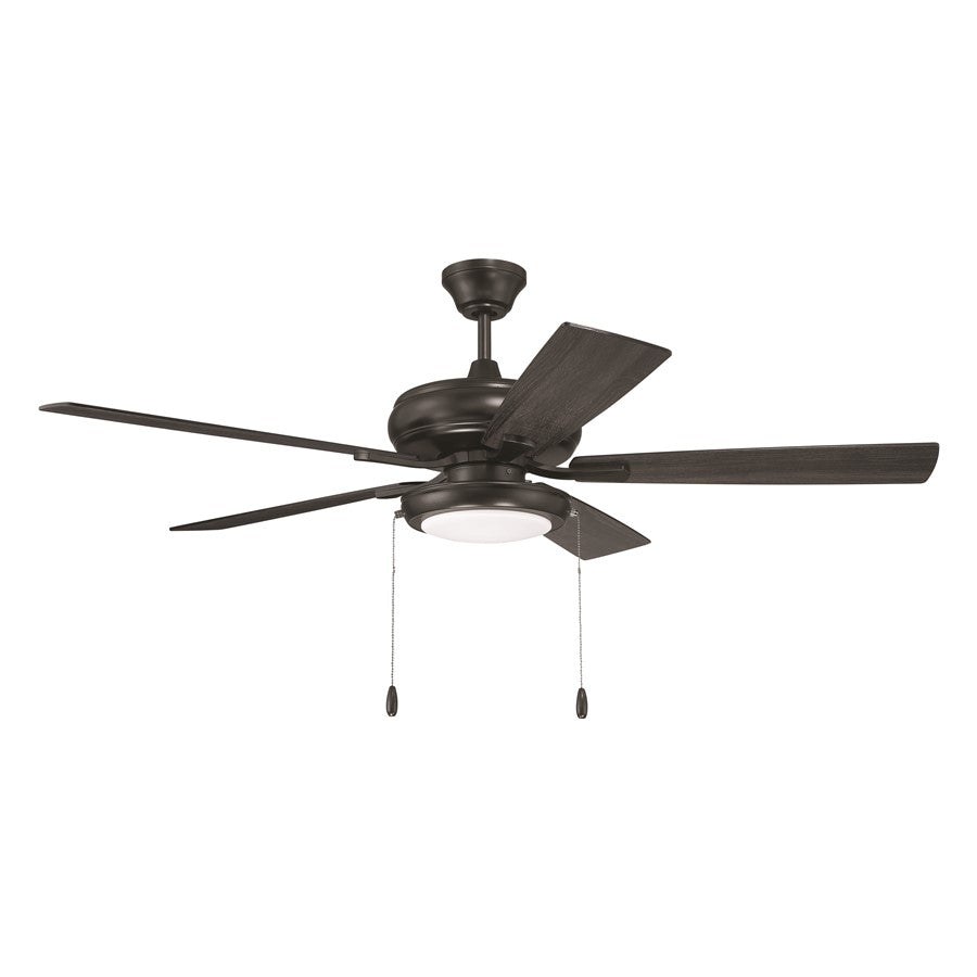 Craftmade Eos 52" 5-Blade Ceiling Fan, BK/GW/LED Pan Light Kit - ECF119FB5-FBGW