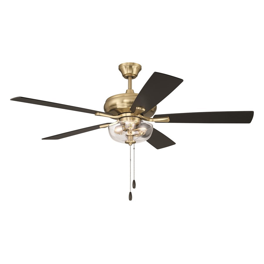 Craftmade Eos 52" 5-Blade Clear 2Lt Bowl Ceiling Fan, BR/BKW - ECF201SB5-BWNFB