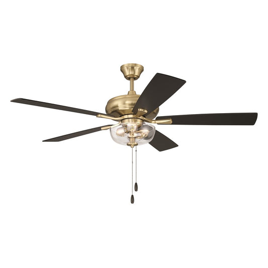 Craftmade Eos 52" 5-Blade Clear 2Lt Bowl Ceiling Fan, BR/BKW - ECF201SB5-BWNFB