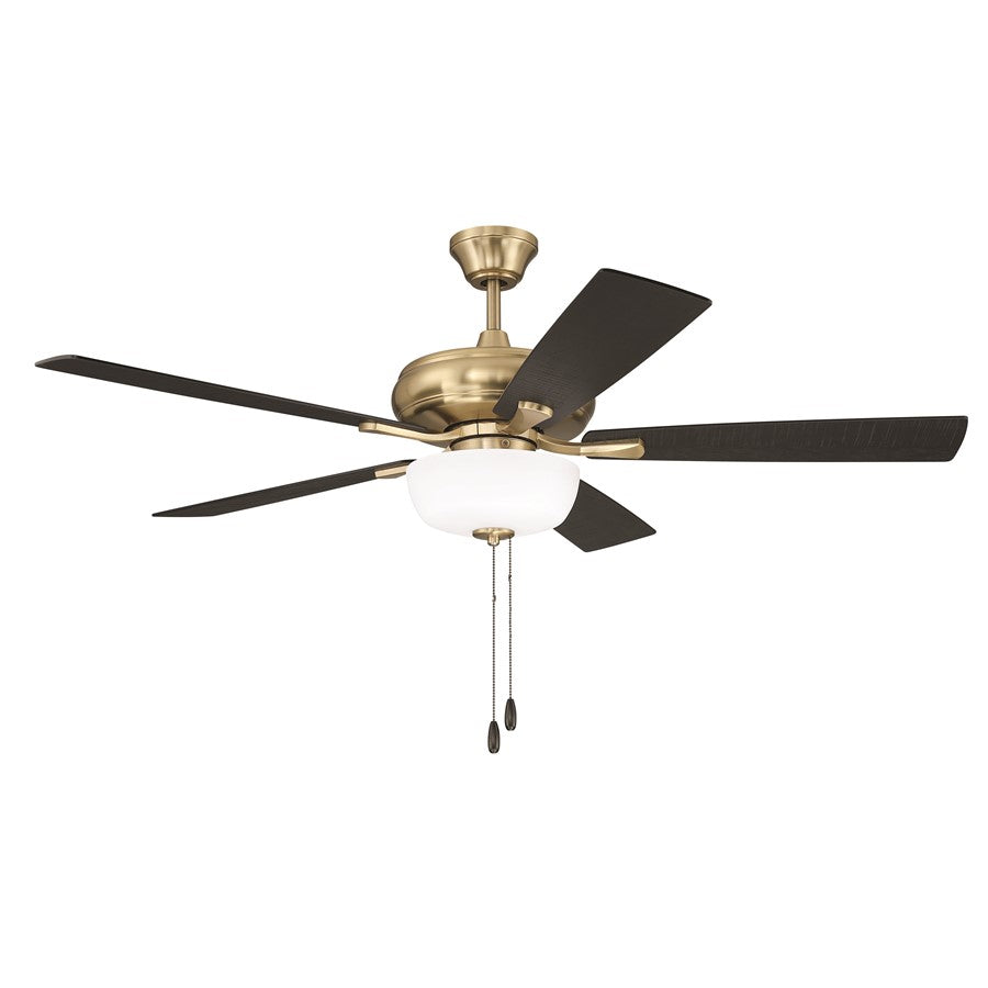 Craftmade Eos 52" 5-Blade Frost 2Lt Bowl Ceiling Fan, BR/BKW - ECF211SB5-BWNFB