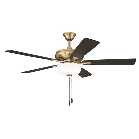Craftmade Eos 52" 5-Blade Frost 2Lt Bowl Ceiling Fan, BR/BKW - ECF211SB5-BWNFB