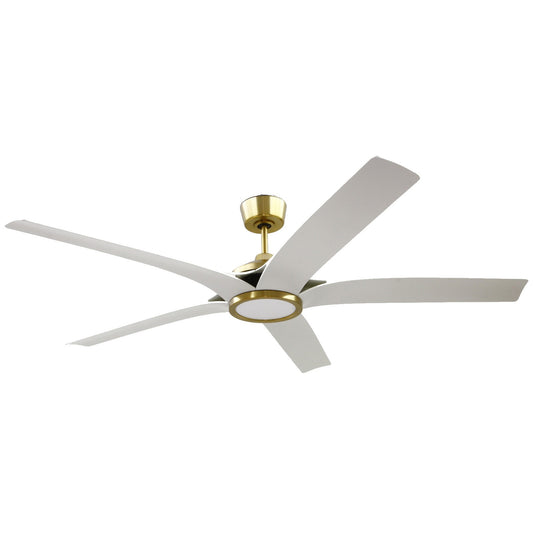 Craftmade Fonz 65" 1 Light Ceiling Fan with 5-Blades, Brass/White - FON65SBW5
