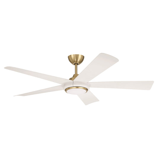 Craftmade Frye 52" 5-Blade 1 Light Ceiling Fan, Satin Brass/White - FRY52SBW5