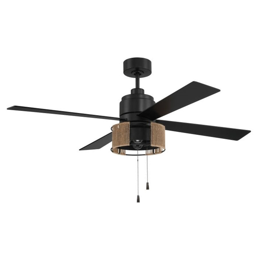 Craftmade Kelsey 52" 4-Blade Ceiling Fan, Black/Light Kit - KLS52FB4
