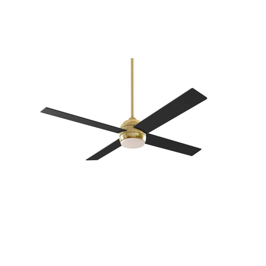 Craftmade Kelsey 52" 4-Blade Ceiling Fan, Brass/Black/Light Kit