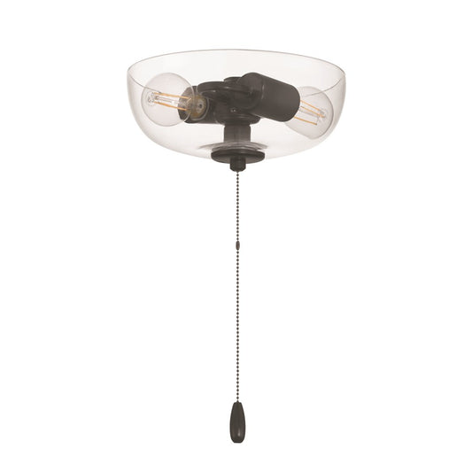 Craftmade 2 Light Bowl Light Kit, Flat Black (Clear Glass) - LK2601-2L-FB