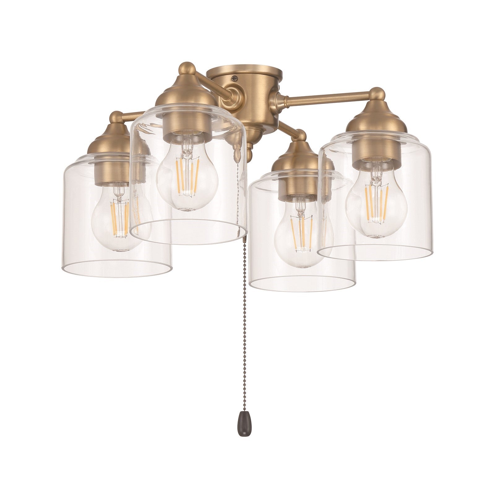 Craftmade LK2606 16in 4-Light Ceiling Fan Light Kit | Satin Brass Steel and Clear Glass | Indoor Living Room & Bedroom | 8in | Model LK2606-4L-LED-SB