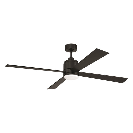 Craftmade McCoy 60" 4-Blade Ceiling Fan, Black/Blk Blades;Lt, Black