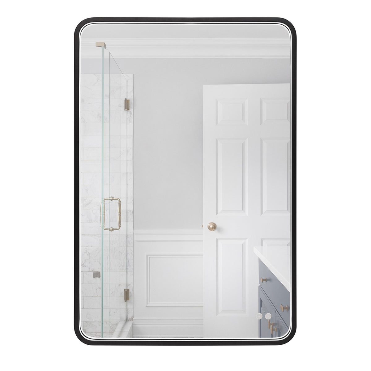 Craftmade Monica 24x36in LED Mirror | Flat Black Aluminum Frame | Bathroom Vanity & Powder Room | 2110 Lumens, 3000-5000K | Model MIR2418RRT-FB3C