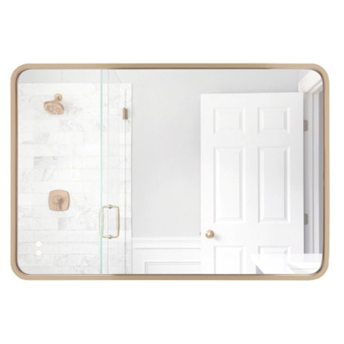 Craftmade Sophie 48in Framed LED Mirror | Satin Brass Aluminum Frame | Bathroom & Vanity | 48 x 36 in, Dimmable 3000-5000K | Model MIR4805RRT-SB3C
