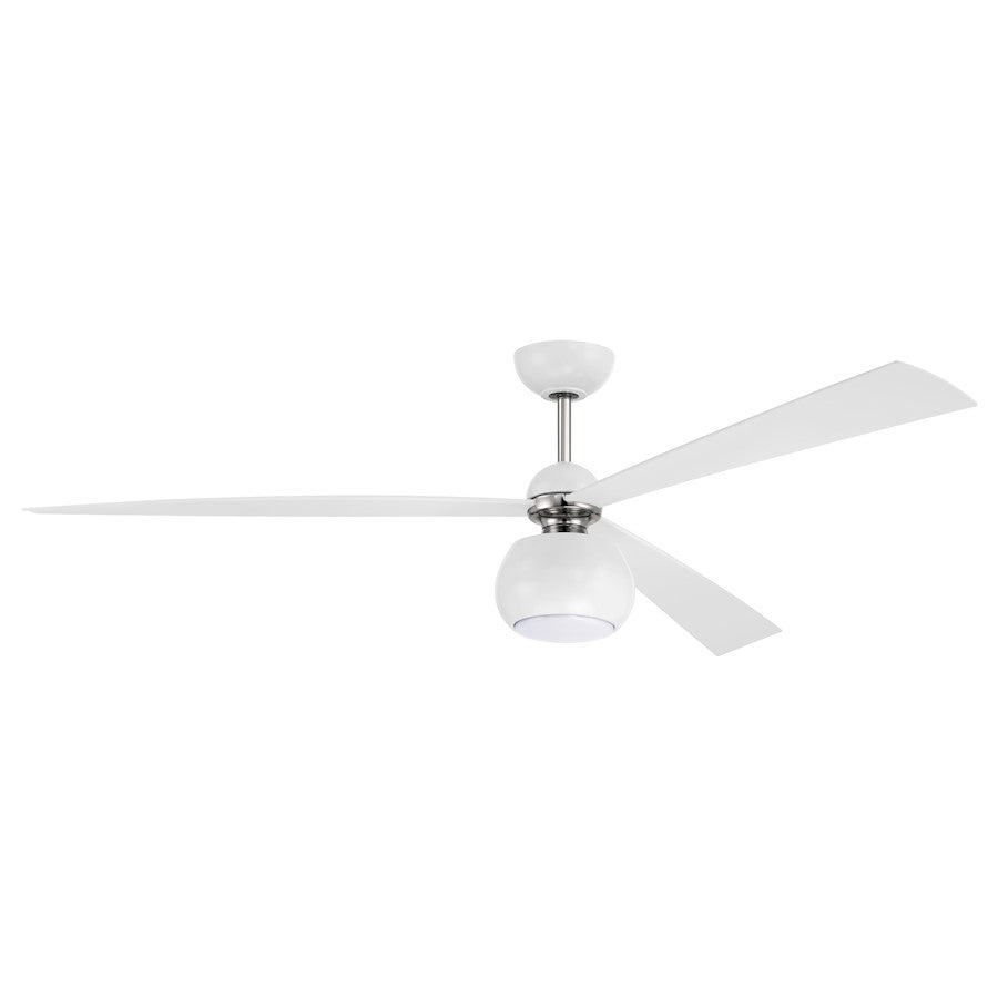 Craftmade Otto 1 Light 60" Ceiling Fan, White/Polished Nickel - OTT60WPLN3