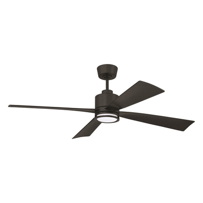 Craftmade Rhett 52" 4-Blade 1 Light Ceiling Fan, Flat Black - RHT52FB4