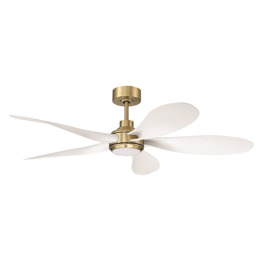 Craftmade Rosalie 52" 5-Blade Ceiling Fan, Brass/White/Light Kit - RSL52SBW5