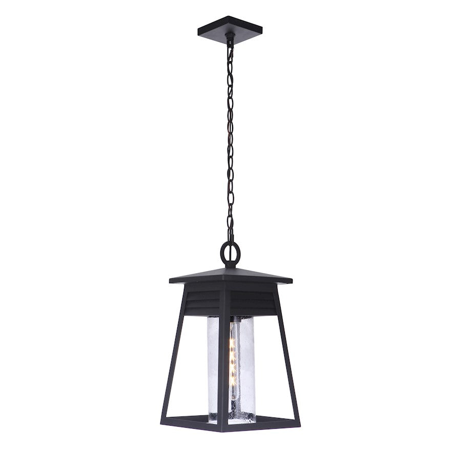 1 Light Large Outdoor Pendant Textured Matte Black