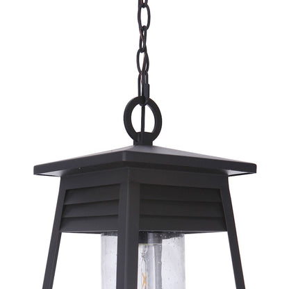 1 Light Large Outdoor Pendant Textured Matte Black